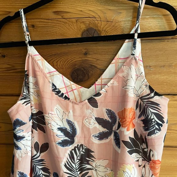 A NEW DAY Floral Pink Layered Tank L Plaid Flower - Picture 5 of 7